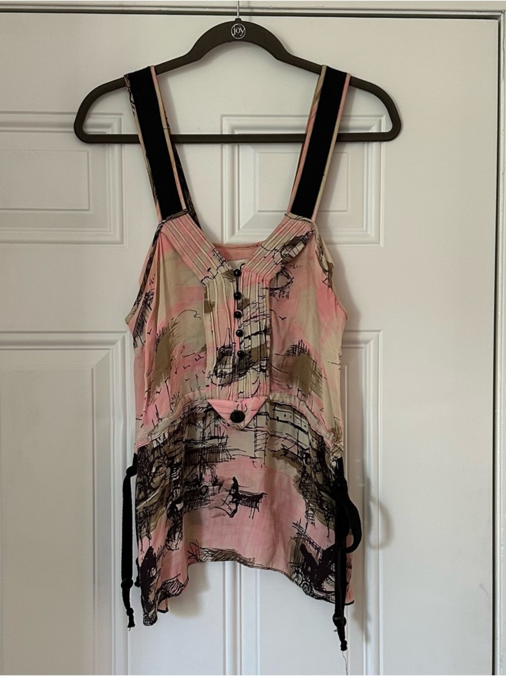 Mayle Pink and Black Printed Camisole Tank